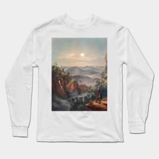 The moon in the forest sky Long Sleeve T-Shirt